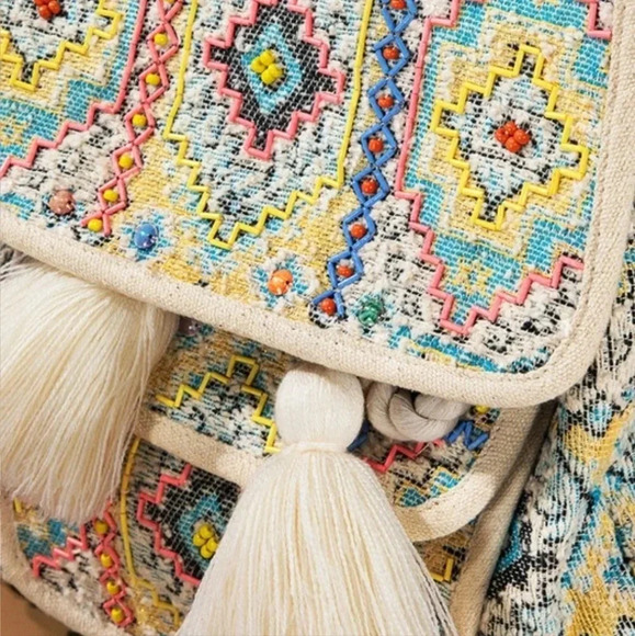 New! Boho Embroidered Jacquard Backpack - Picture 6 of 12